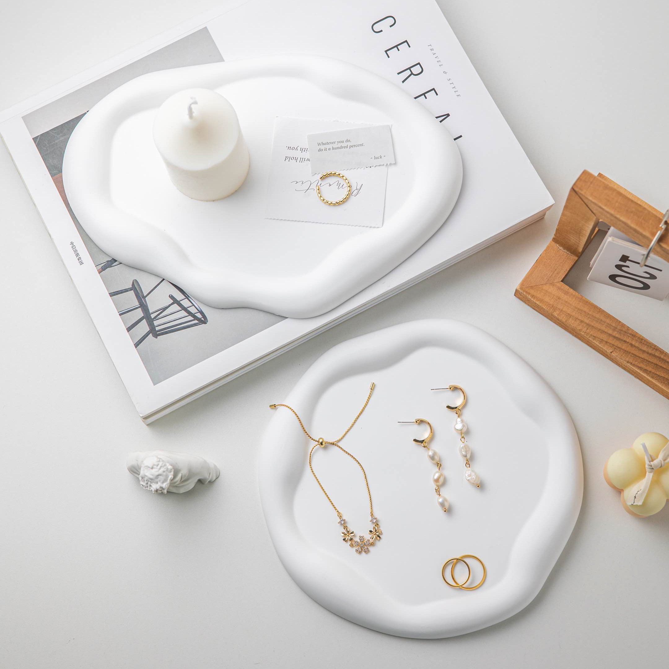 북유럽 스타일 쥬얼리 트레이 디스플레이 스탠드 솔리드 컬러 통통한 트레이 쥬얼리 목걸이 스탠드 사진 소품 귀걸이 귀걸이 스탠드