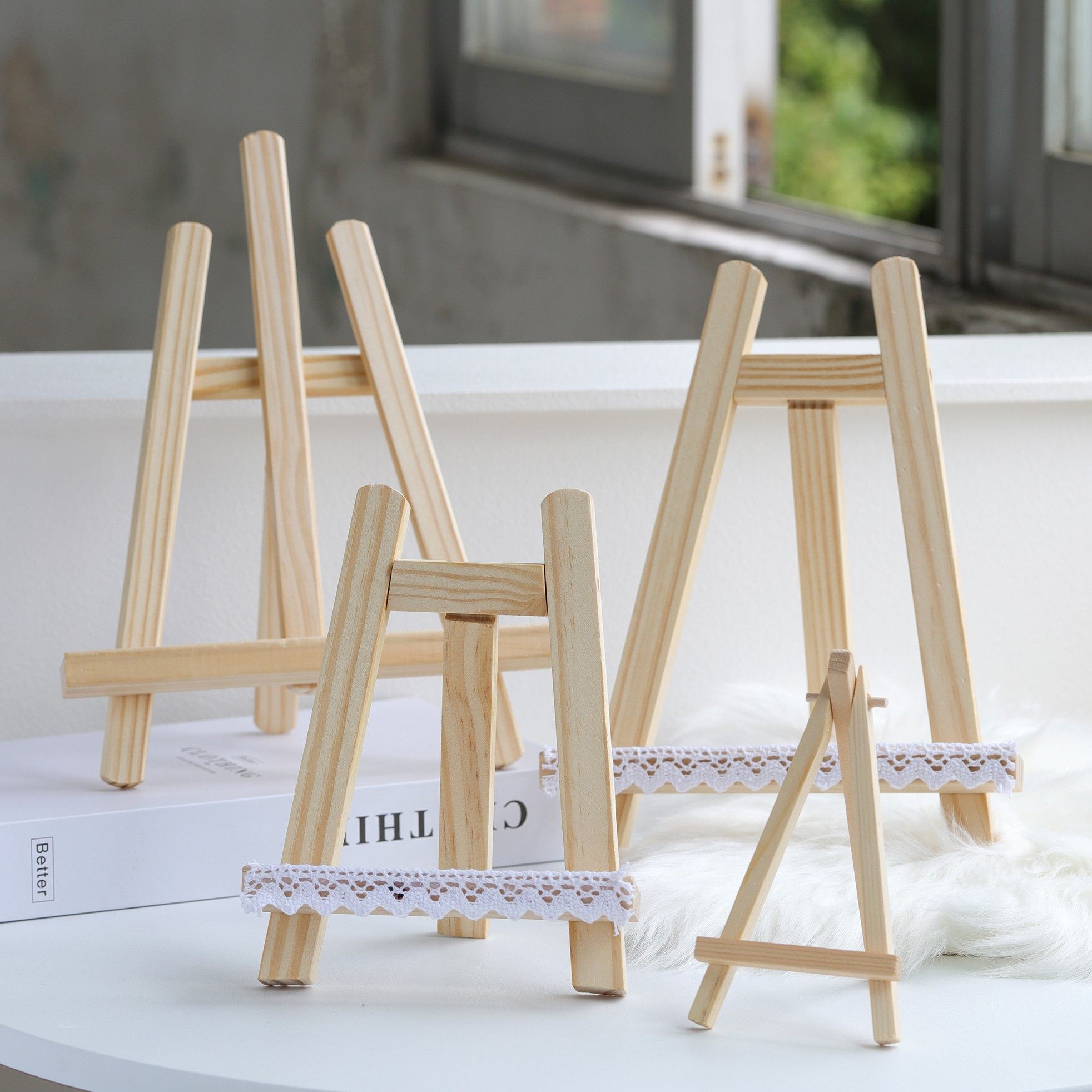 INS 로그 미니 이젤 삼각대 쥬얼리 디스플레이 스탠드 디스플레이 소품 쥬얼리 사진 배경 장식