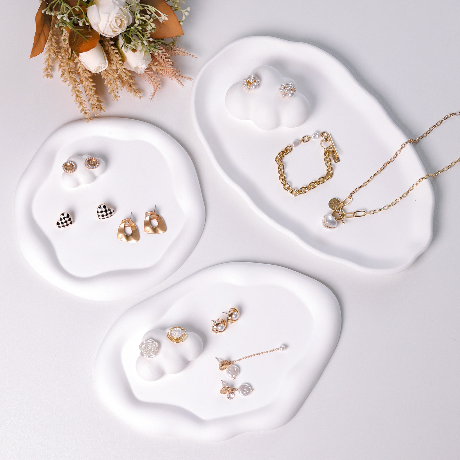 INS 쥬얼리 트레이 흰색 석고 보관함 쥬얼리 쥬얼리 장식품 디스플레이 사진 소품 분위기 장식