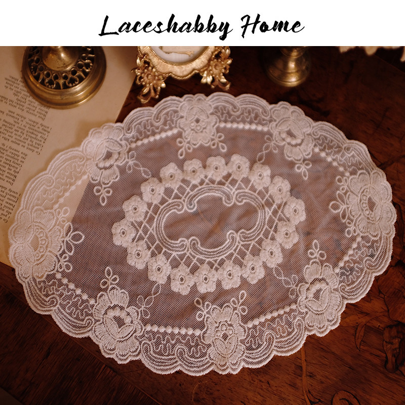 프랑스어 복고풍 타원형 레이스 쿠션 쥬얼리 디스플레이 디스플레이 스톨 장식 커버 수건 식탁보 작은 신선한 쥬얼리 쿠션