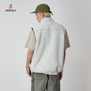 GRAMICCI小野人针梭织两面穿休闲马甲G5FU-J015羊羔绒休闲背心