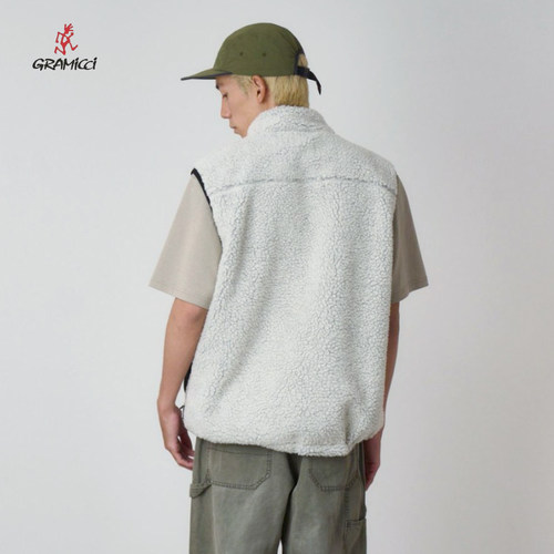 GRAMICCI小野人针梭织两面穿休闲马甲G5FU-J015羊羔绒休闲背心