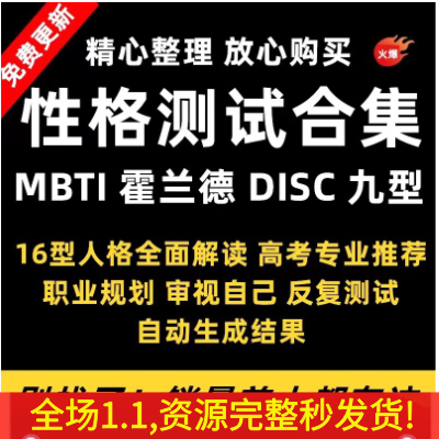 性格测试MBTI九型人格DESC霍兰德职业生涯规划人格测评教程素材集