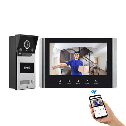 7寸有线可视门铃涂鸦智能WIFI手机远程开锁高清监控夜视防雨