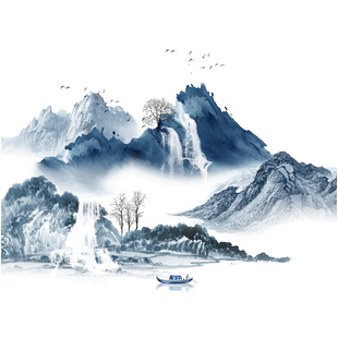 创意中国风山水画马桶盖翻新装饰贴画卫生间厕所防水马桶贴纸自粘