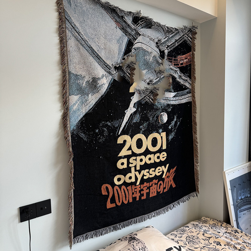宇宙风房间装饰挂毯轻奢挂毯办公室午睡盖毯沙发毯针织线毯小毯子