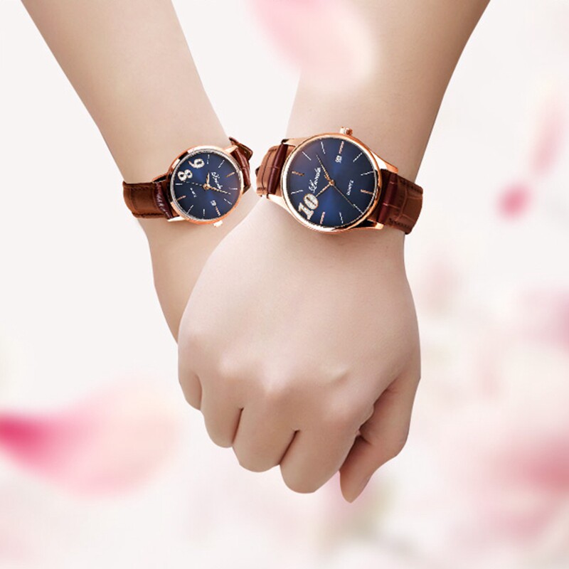 兰度八九不离十情侣款手表一对皮带简约学生男表女石英表