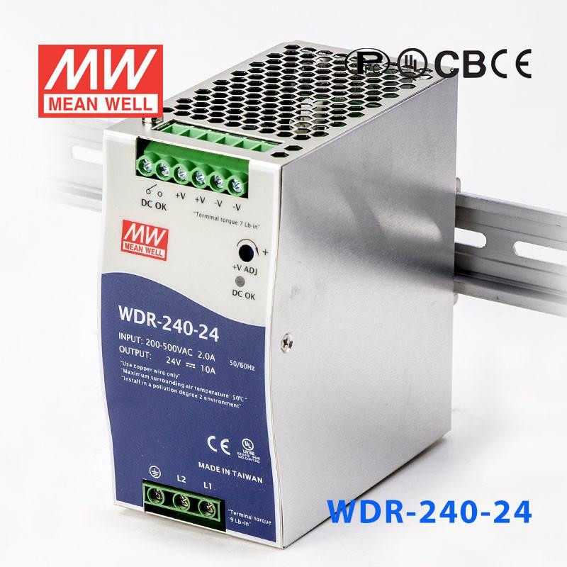 台湾明纬导轨开关电源WDR-240单双相宽压180-550V输入/输出24V48V