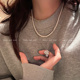 秋冬简约珍珠项链女双层叠戴法式 小众设计感锁骨链2025年新款 颈链