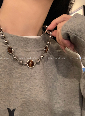 美拉德虎眼石项链轻奢小众