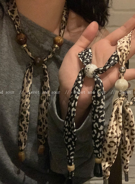 时髦布艺丝巾项链女小众独特设计感复古搭配衣服配饰毛衣链锁骨链