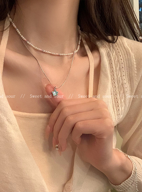 甜酸双层叠戴项链女夏天