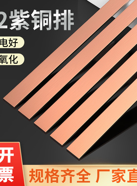T紫铜排t紫铜条块扁方红铜排导电接地铜排紫铜板母线排镀锡铜条