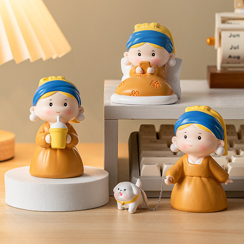 大艺术家珍珠女孩办公桌面小摆件