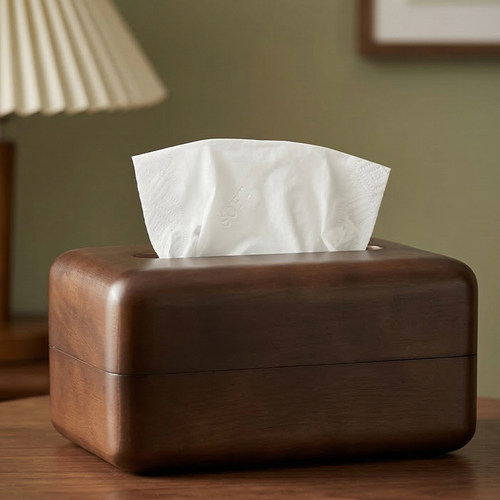 创意实木复古轻奢桌面纸巾盒