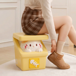 创意奶油风猫咪入户换鞋凳门口家用客厅小板凳搬新家乔迁新居礼物