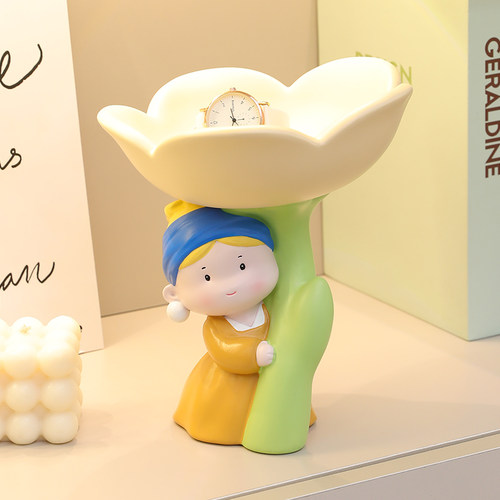 创意珍珠女孩郁金香钥匙收纳摆件