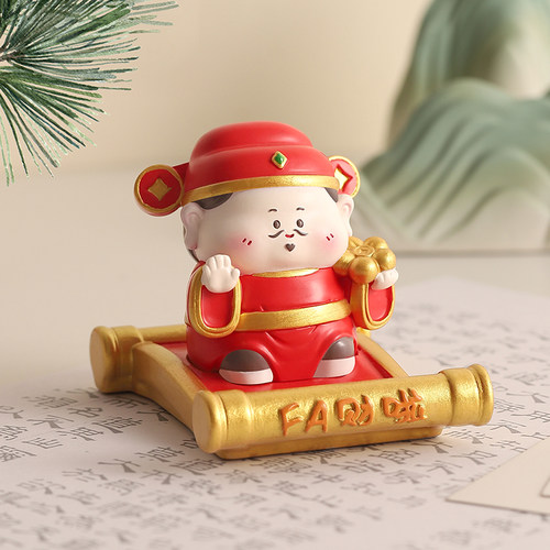 财神爷手机支架办公好物招财摆件