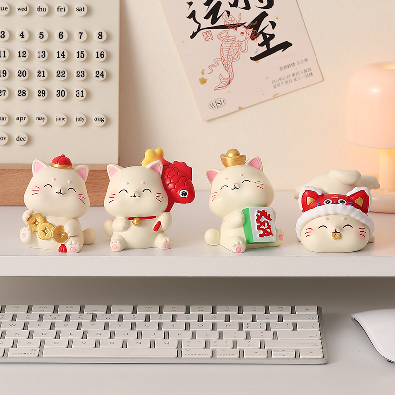 治愈系可爱招财猫摆件车载装饰品