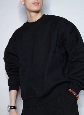 卫衣男圆领套头春秋设计感小众秋冬东大门oversize全棉美式潮ins