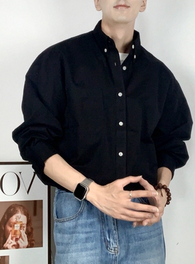 衬衫男设计感小众东大门春秋潮ins港风复古大码日系2024新款衬衣