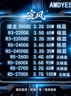 AMD锐龙AM4CPUR3/R5多型号