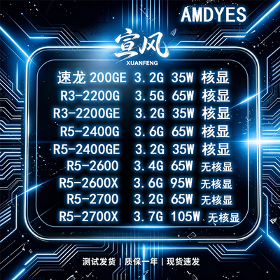AMD锐龙AM4CPUR3/R5多型号