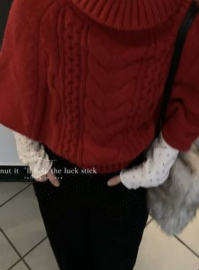 peanut花生家-财阀千金新年斗篷款针织保暖毛衣1287