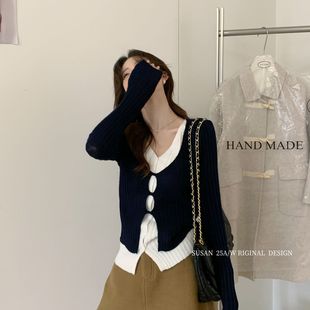 SUSAN 2379s 攻心黑马显瘦绝绝子气质百搭显瘦假两件针织衫