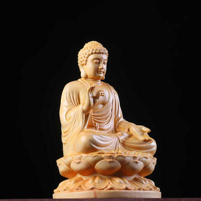 黄杨木雕释迦摩尼如来佛祖摆件佛像摆件禅意家居客厅雕刻文玩工艺