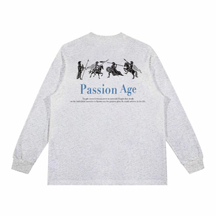 男女同款 SMILE T恤 重磅印花圆领潮牌打底长袖 ISLAND