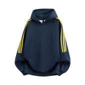 复古潮牌条纹连帽卫衣插肩袖 上衣 套头外套宽松长袖