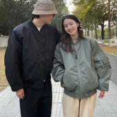 ISLAND秋冬新款 飞行员夹克机车纯色外套大码 军装 SMILE 美式 飞行服