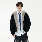 SMILEISLAND 美式 复古座山雕毛领外套男小众潮牌设计感痞帅棉服