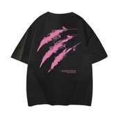 雾化抓痕背面图案品宽松落肩百搭柔软舒适短袖 T恤