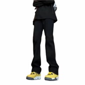 美式 微喇系系腰带牛仔长裤