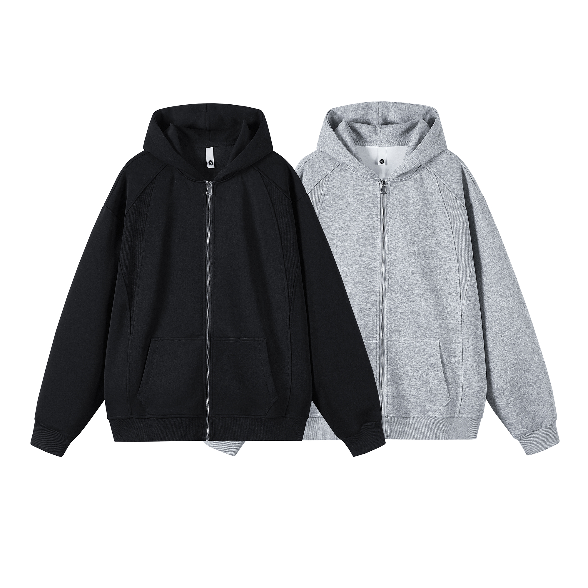 SMILEISLAND 白灰色连帽开衫卫衣春秋高级感美式拉链cleanfit外套