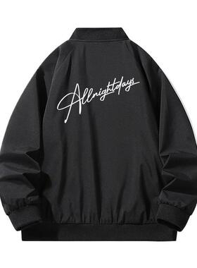 SMILE ISLAND 花体涂鸦字母印花棒球领夹克 男女同款 s852m