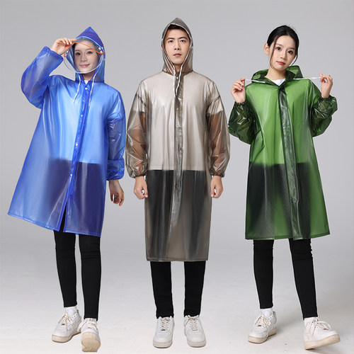 海胶中长款双帽檐连体风雨衣