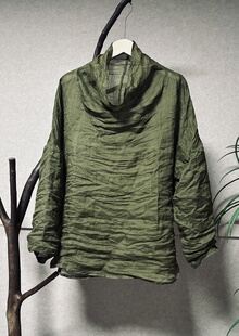 春夏百织苎麻脏洗炒色慵懒复古堆堆领小衫 衣长71胸围140左右