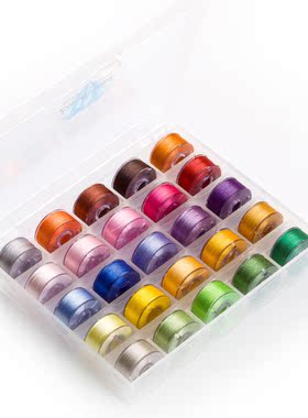 Simthread25粒塑料盒装彩色梭芯线电脑绣花线A型