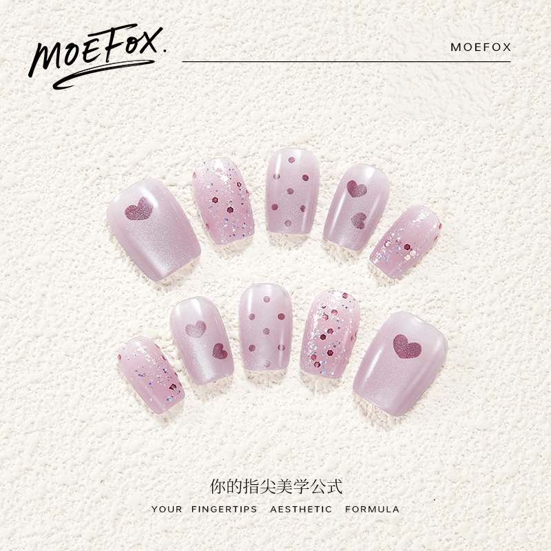 Moefox穿戴甲短款纯手工美甲指甲贴片2025新款高级感短梯成品甲