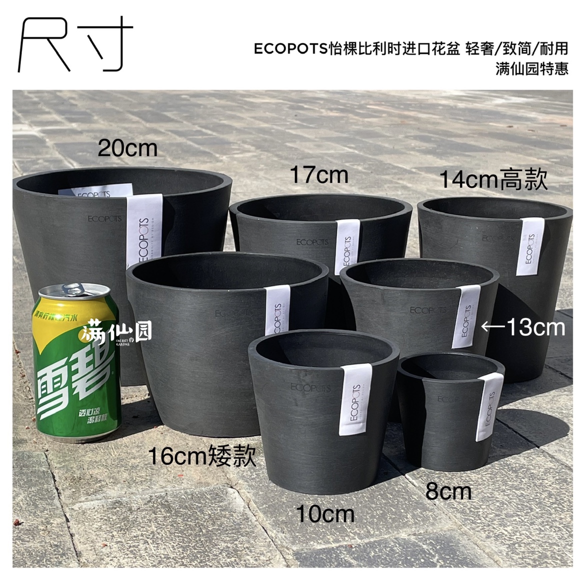 ECOPOTS怡棵深灰色专区比利时进口黑胶盆树脂花盆仙人球多肉绿植