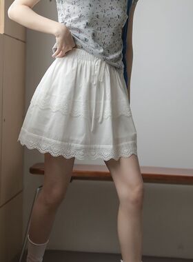 蕾丝花边短裙白色半身裙女2026新款夏季高腰显瘦防走光a字短裙子