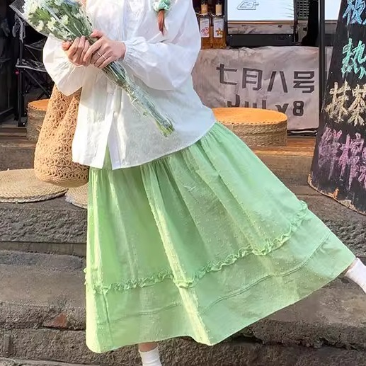 韩系百搭显瘦度假风中长裙