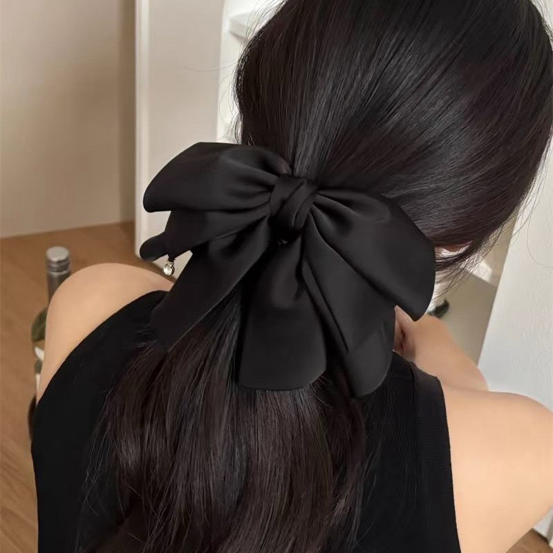 韩国氛围感吊坠镶钻气质重工缎面蝴蝶结抓夹优雅盘发鲨鱼夹顶夹女