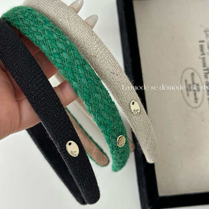 韩版复古百搭小金扣发箍清新纯色细边防滑发卡简约头饰压发新款