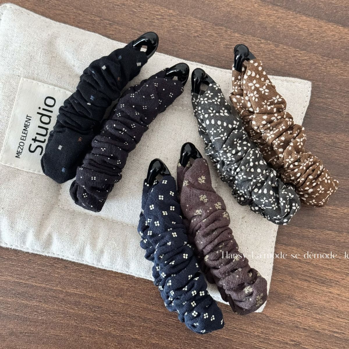 秋冬褶皱碎花香蕉夹大号简约竖夹可爱高级感发夹后脑勺马尾夹发饰