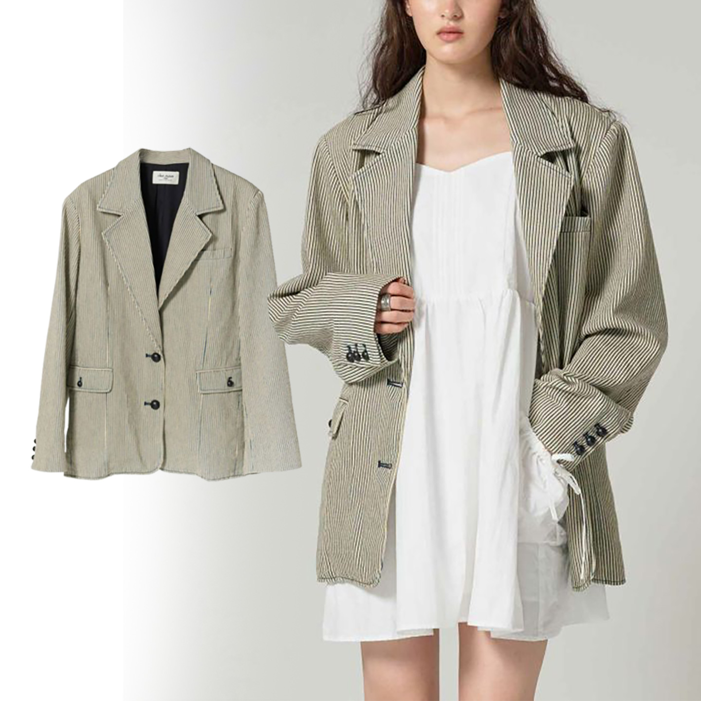 出口日本女春秋百搭宽松西服外套