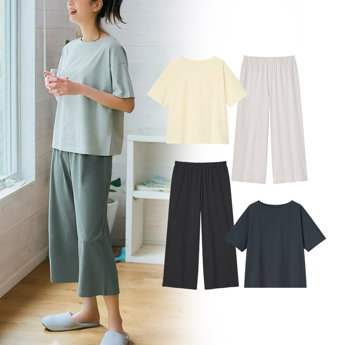 出口日本短袖上衣七分裤家居服